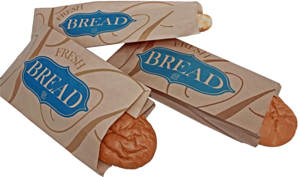 Atlas Paper Bag - 6 x 3.5 x 16" Fresh Bread Print Bags 1000/Bn - 1060011