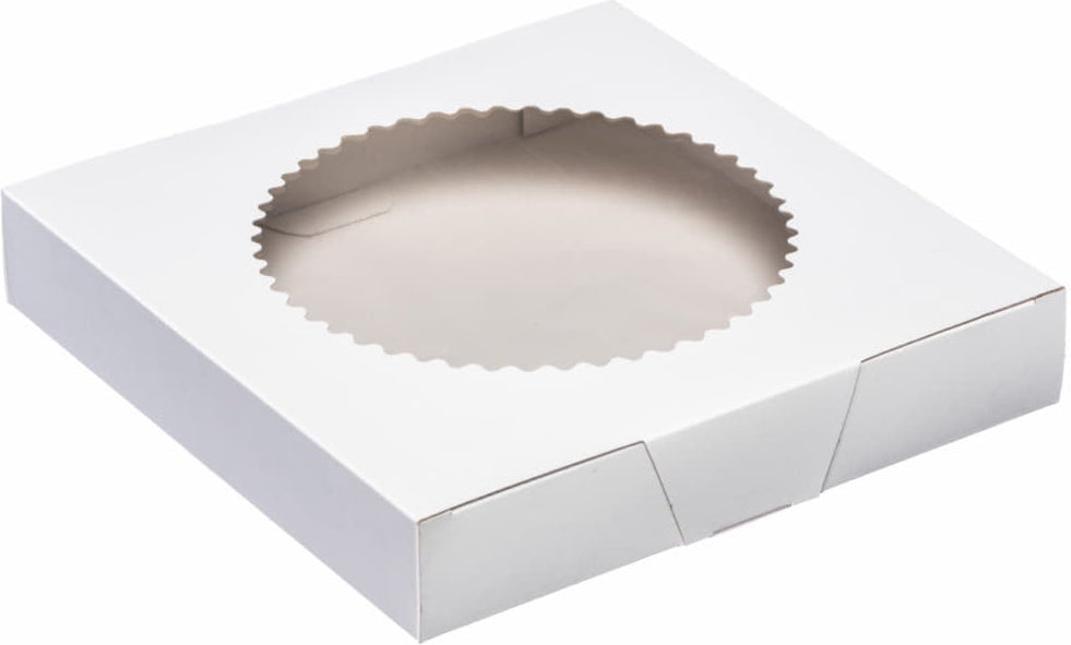 EB Box - 10" x 10" x 5" White Window Cake/Pie Boxes With Unglued Window, 100/bn - 100480