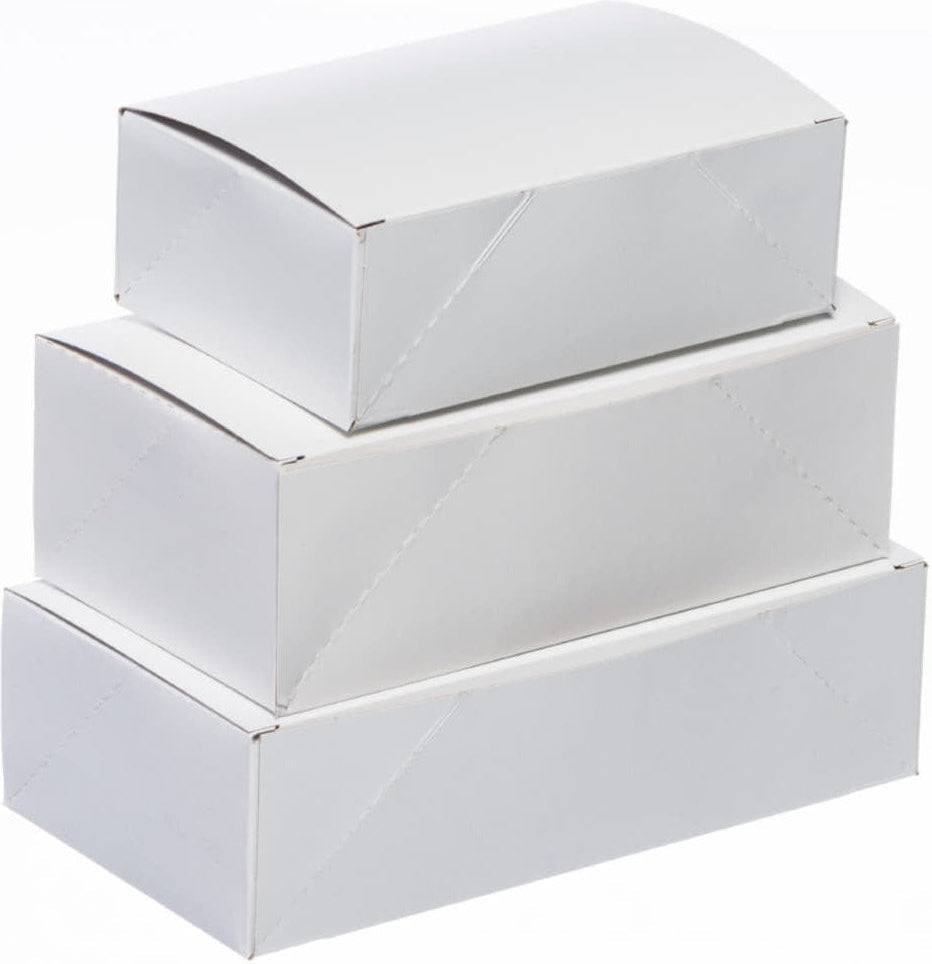 EB Box - 8.25" x 4.5" x 2.75" White Plain Lunch Carton Greaseproof, Glued Food Containers, 400/bn - 105510