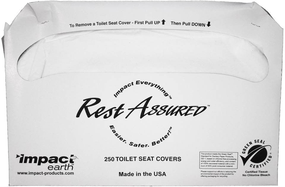 Rest Assured - Impact Earth 1/2 Fold Green Seal Toilet Seat Cover, 250/pk - 25130873