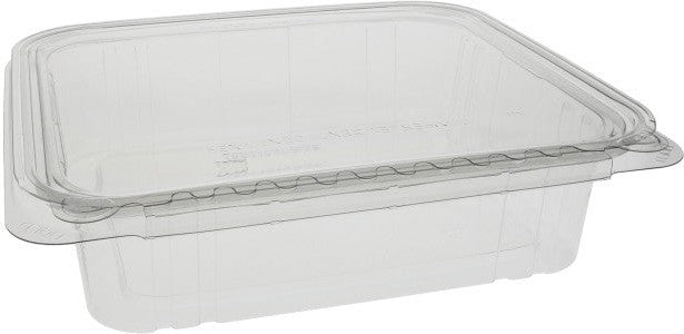 Pactiv Evergreen - 48 Oz Shallow Tamper Evident Recycled Plastic Hinged Deli Container, 150 Count - TEHL8X848