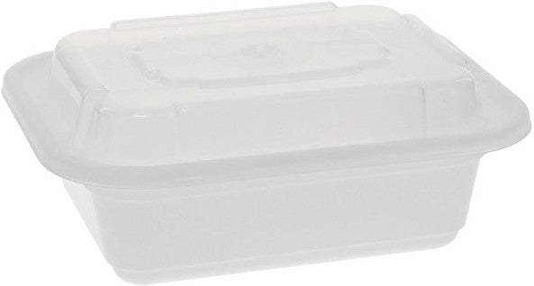 Pactiv Evergreen - VERSAtainer 12 Oz White/Clear Rectangular PP Container and Lid, Pack of 150cs - NC818