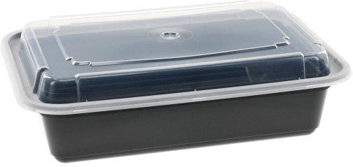 Pactiv Evergreen - VERSAtainer 38 oz. Black/Clear Rectangular PP Container and Lid, Pack of 150cs - NC888B