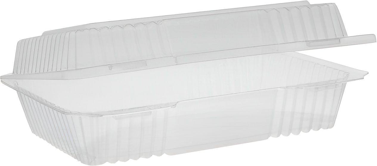 Pactiv Evergreen - 9.25" x 6.25" x 2", Clear View Rectangular Hinged-Lid Takeout Container Plastic, 200/cs - YCI820350000