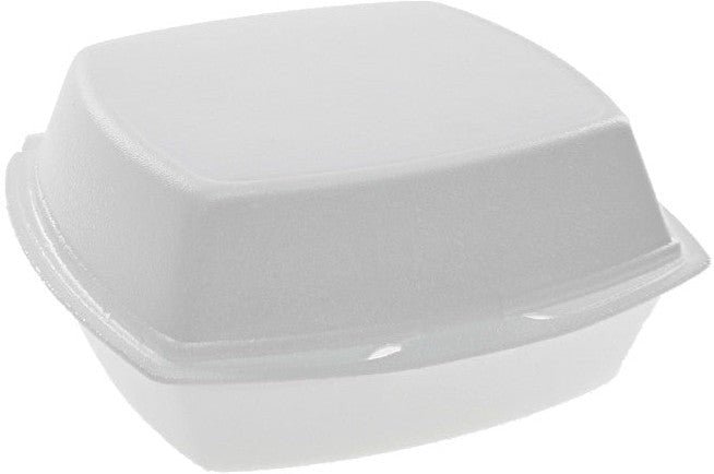 Pactiv Evergreen - 6" x 6" x 3" White PS Foam Hinged Lid Container, 500/Cs - YTH100800000