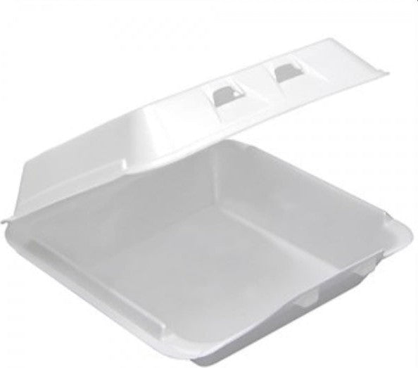 CKF Inc. - 8.1 X 8.3 X 2.9", FST24 White Foam Container with Hinged Lid and 1 Compartment Tray, 200/Cs - 87544
