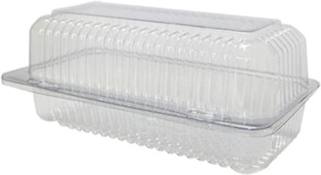 Pactiv Evergreen - Plastic Rectangular Hinged Container 8.625" x 4.625" x 3.5" With Button Snap Lid, 370/Cs - YTV0246NP