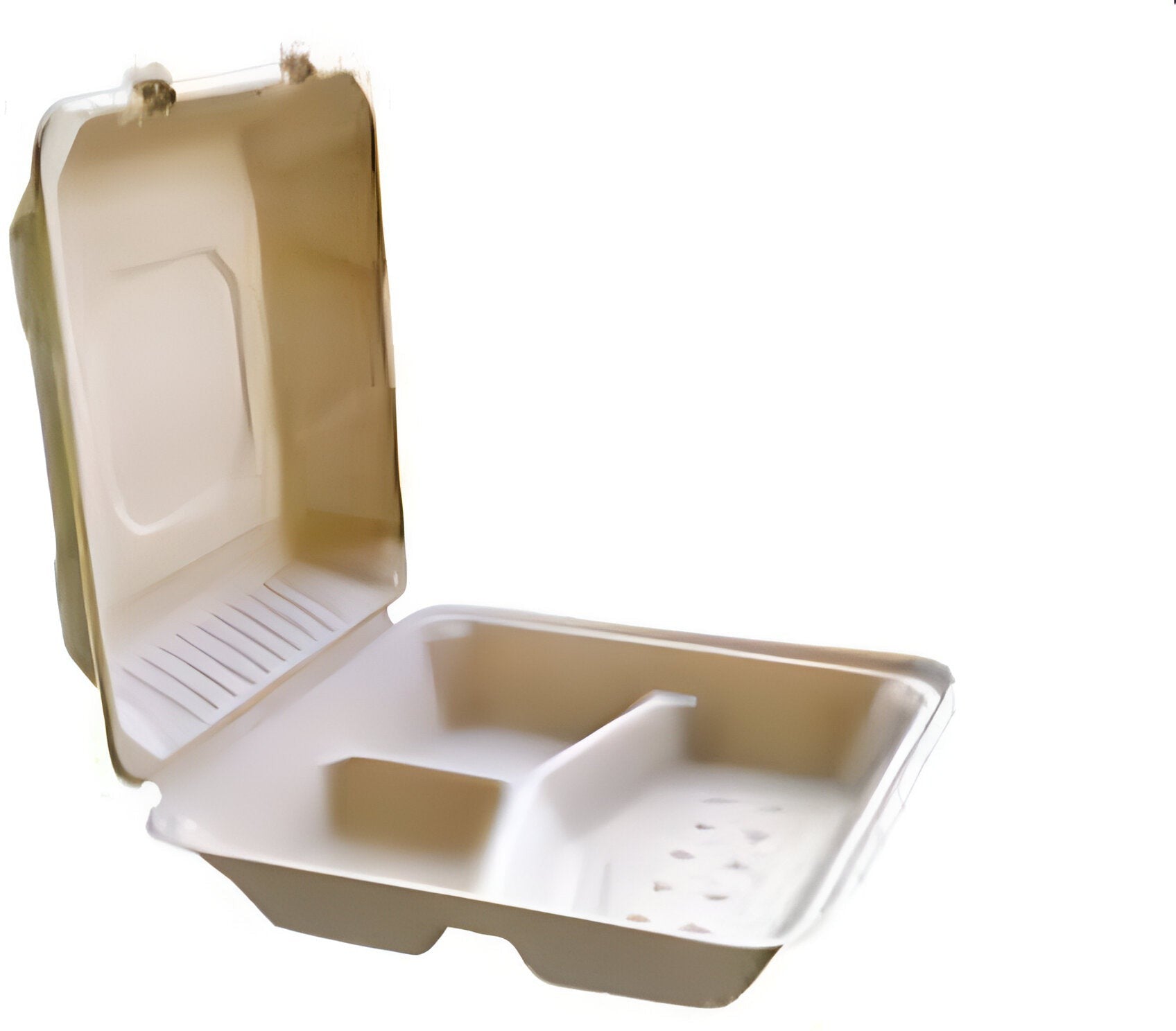 CKF Inc. - 8" x 8" x 2.5", FSTP23C 3 Compartment Bagasse Hinged Container, 200/cs - 37713
