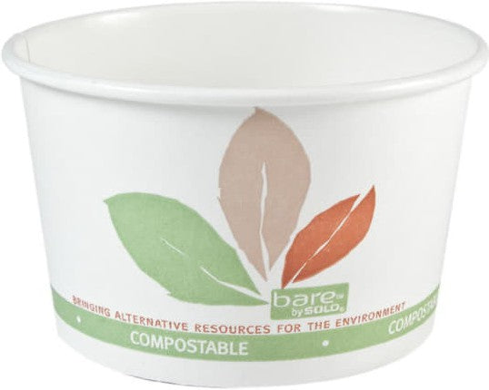 Dart Container - 8 Oz Solo Bare Eco-Forward Paper Soup /Food Cup Paper Container Leaf Design, 1000/cs - V508PL-JT330