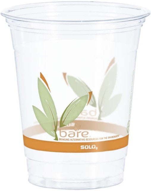 Dart Container - 12 Oz Solo Bare Eco-Forward RPET Ultra Clear Plastic Cups Leaf Design, 1000/cs - RTP12BARE