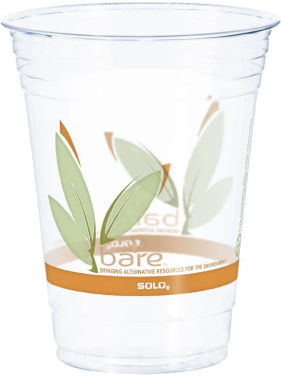Dart Container - 16 Oz Solo Bare Eco-Forward RPET Ultra Clear Plastic Cups Leaf Design, 1000/cs - RTP16DBARE