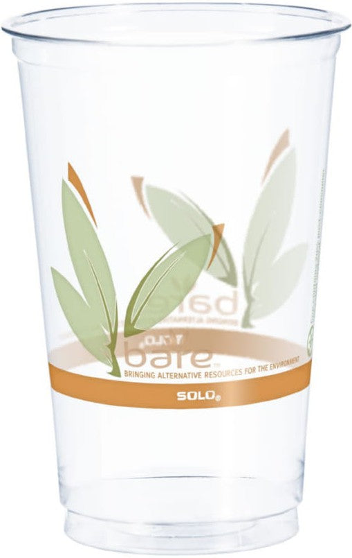 Dart Container - 20 Oz Solo Bare Eco-Forward RPET Ultra Clear Plastic Cups Leaf Design, 1000/cs - RTN20BARE