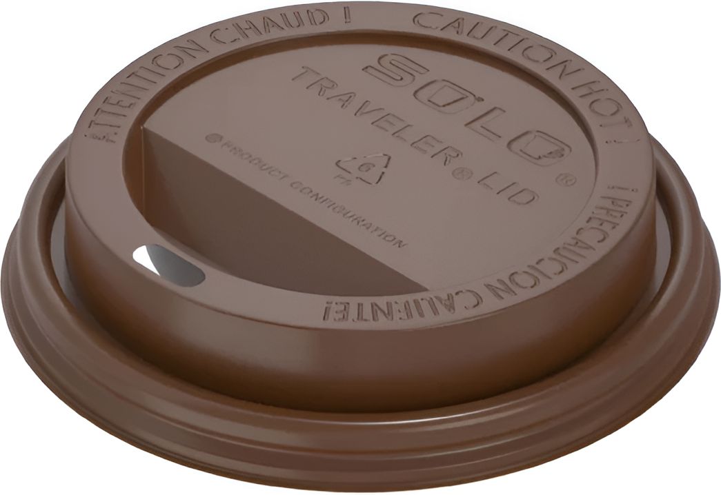 Dart Container - Brown Flat Lid Fits with 12 Oz, 16 Oz, 20 Oz, 24 Oz Plastic Cups, 1000/Cs - 12TLB-L0013