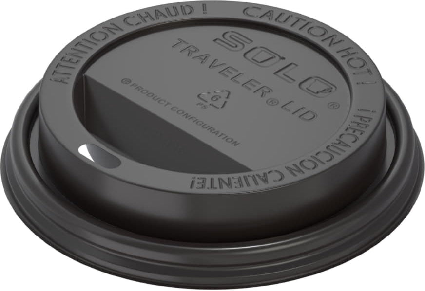 Dart Container - Solo Traveler Cappuccino Black Dome Lids Fits 10 -24 Oz Paper Hot Cups, 1000/Cs - TLB316-0004