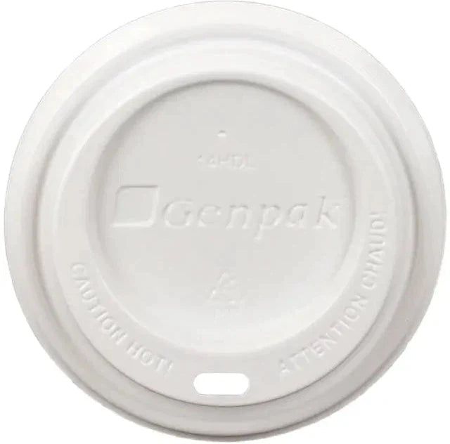 Genpak - White HIPS Hot Drink Dome Lid For 10 Oz-12 Oz, 1000/Cs - 14HDL-W