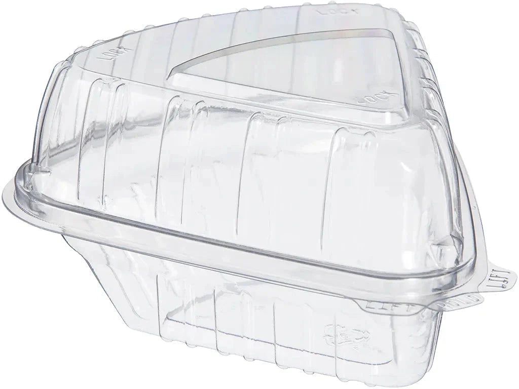 Dart Container - 5" x 6" Clear OPS Plastic Pie Wedge Container - C54HT1