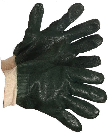Forcefield - Chemical Resistant Green PVC Coated Gloves with Double Dipped Knit Wrist - 013-03030