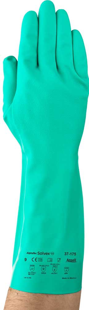 Ansell - Solvex 13" Small Green 15 Mil Nitrile Gloves - 37-175-07