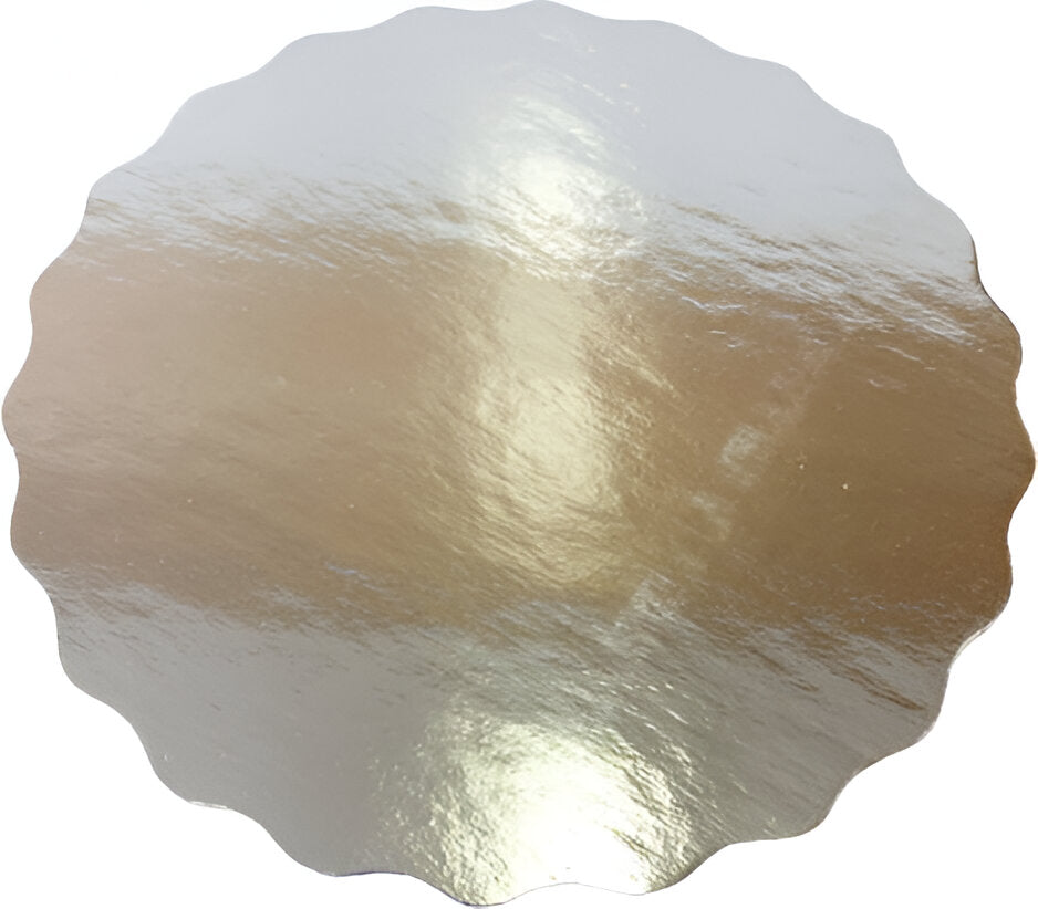 Enjay Converters - 6.75" x 0.025" Scallop Silver Cake Board, 1200 Per Case - 025634RSS