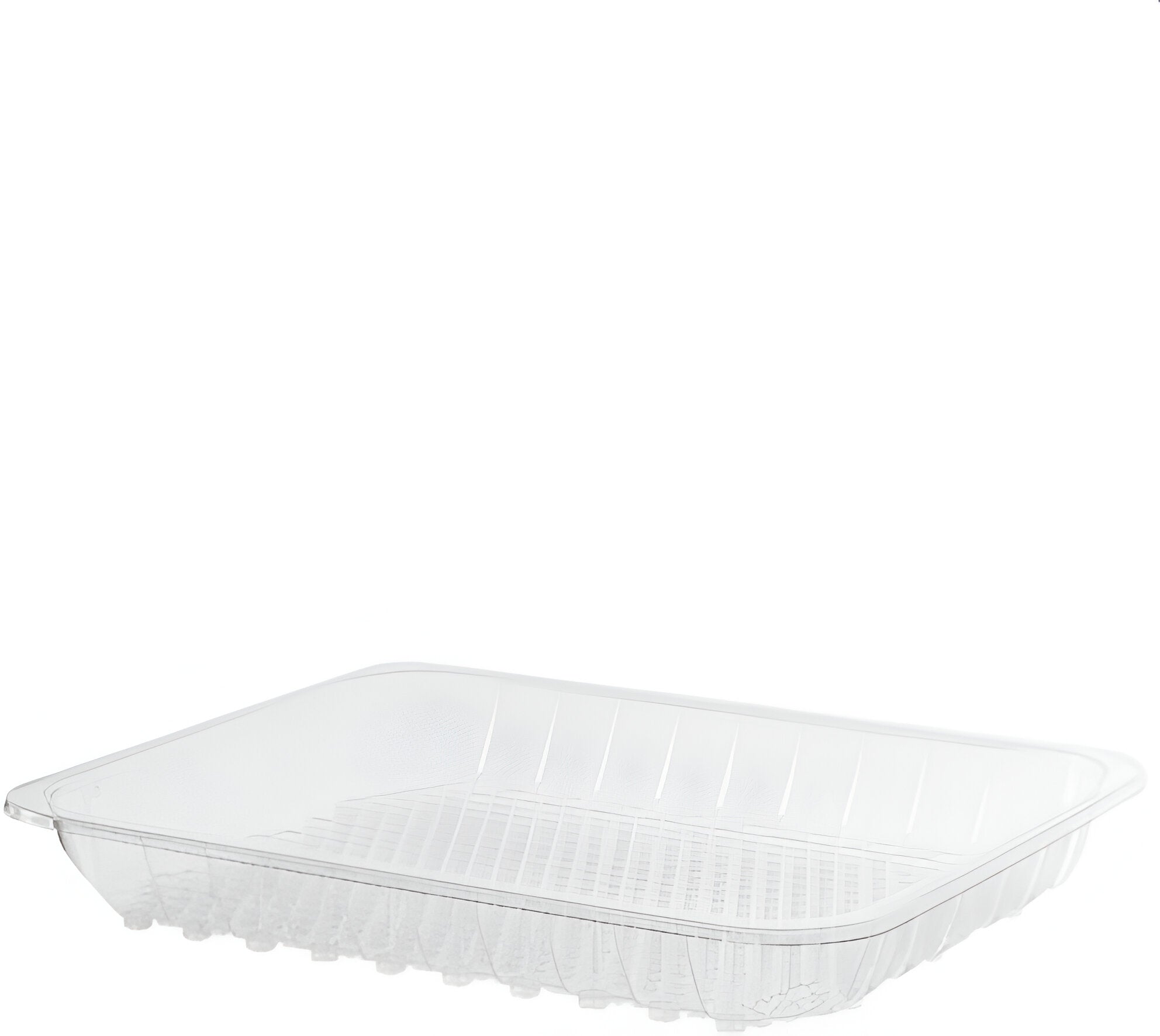 CKF Inc. - 6.0 x 8.4 x 1.1", #2S Clear Ridged RPET Plastic Meat Tray, 500/cs - 86664