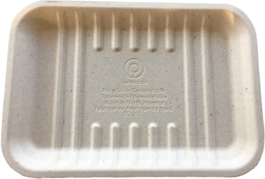 CKF Inc. - Earth Cycle 8.2" x 5.7" x 0.47" Pulp Packaging Tray Pulp Tray, 500/Cs - 44795