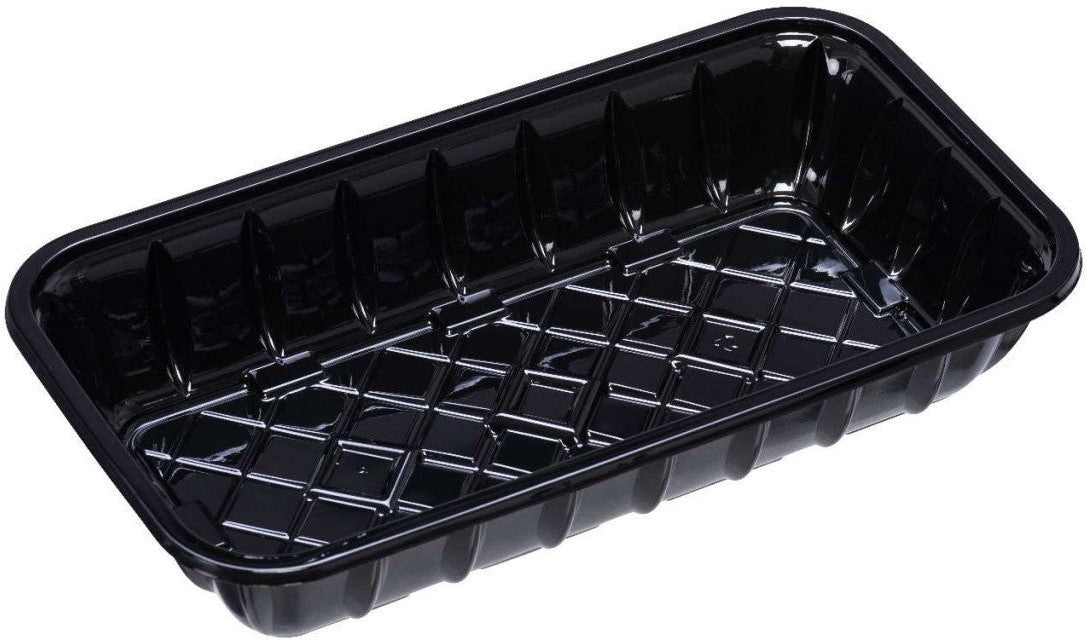 CKF Inc. - 10.2 x 8.0 x 1.3", #10K Black RPET Plastic Meat Tray, 1000/Cs - 86531
