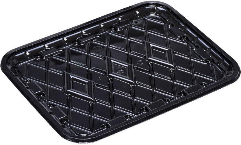 CKF Inc. - 10.12 x 8 x 0.67", #8S Black RPET Plastic Meat Tray, 300/Cs - 86613