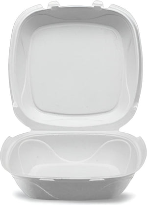 Darnel - 9.18" x 9.18" x 3" White Large Foam Hinged Container, 200/Cs - DU4061101