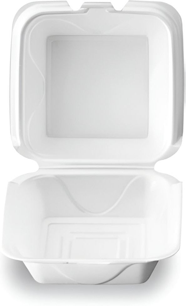 Darnel - 5.125" x 5.25" x 2.75" White Small Foam Sandwich Hinged Container, 500/Cs - DU402101