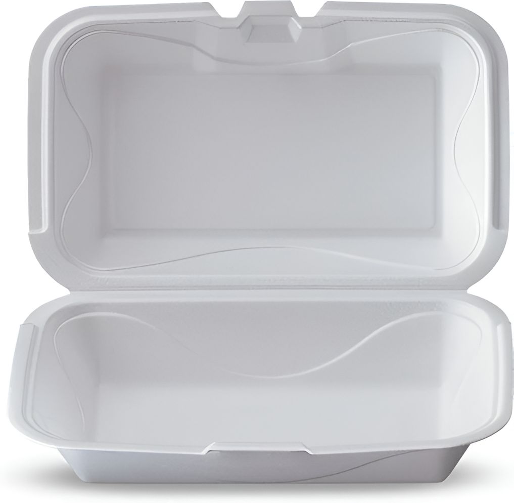 Darnel - 5.25" x 8.31" x 2" White Foam A-101 Shallow Rectangle Hinged Container, 200/Cs - DU40B101S