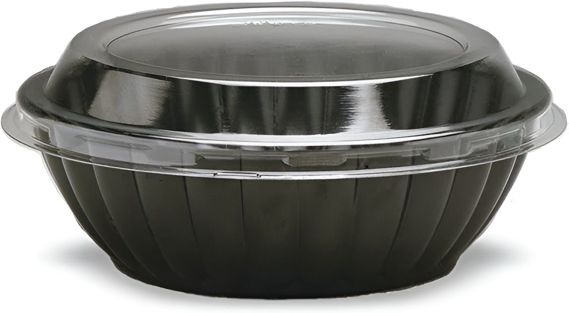 Darnel - 64 Oz Black Plastic Bowls with Lids Combo, 200/cs - D776499S
