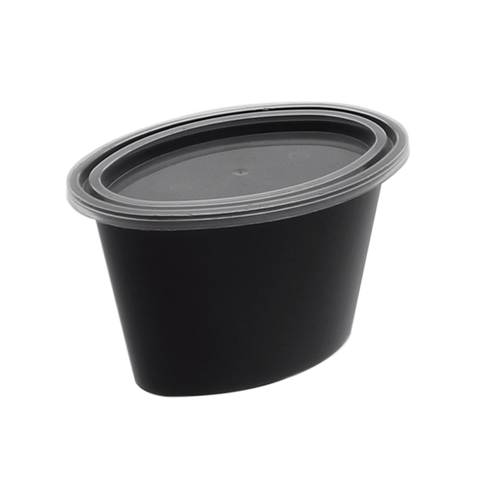 Pactiv Evergreen - Ellipso® 4 oz. Black Microwavable Portion Cup and Lid Combo, 500 Per Case - E504B