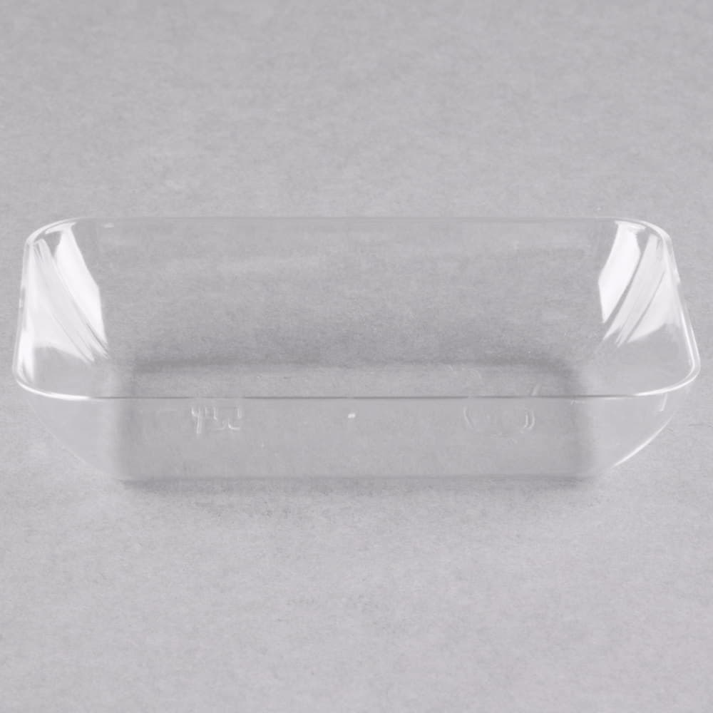 Fineline Settings - 3" Clear Plastic Rectangular Tiny Temptations Tray, 200/cs - 6210CL