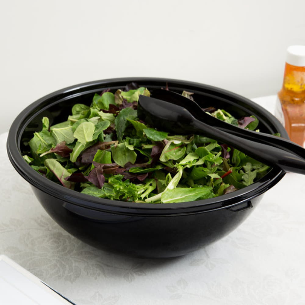 Fineline Settings - 320 Oz Black PET Plastic Salad Bowl, 25/cs - 5320-BK