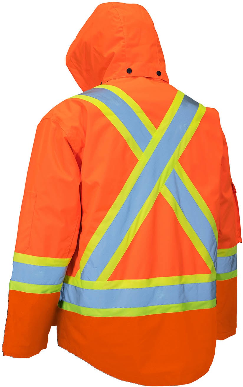 Forcefield - Hi Visibility 4 in 1 Small Orange Winter Hooded Parka/Jacket - 024-EN705ROR-S