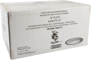 Hy-Pax - 10" Bagasse Plate, 500/Cs - HP-BAG-10PLT-C
