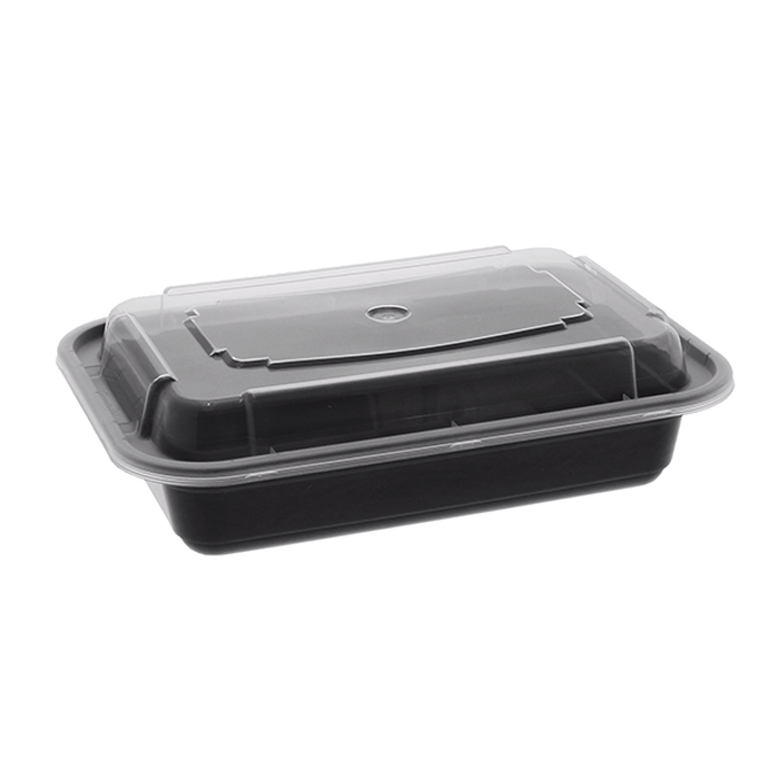 Pactiv Evergreen - VERSAtainer 16 oz. Black/Clear Rectangular PP Container and Lid, Pack of 150cs - NC8168B