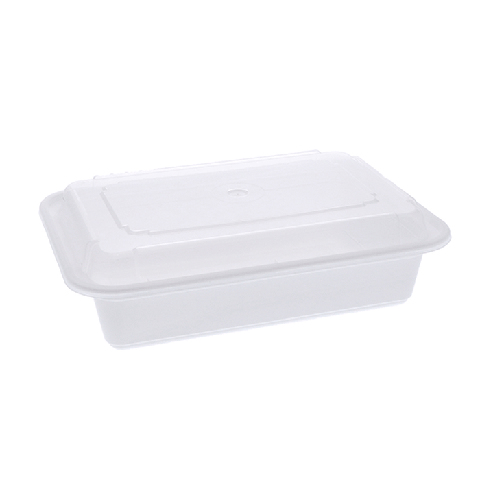 Pactiv Evergreen - VERSAtainer 38 oz. White/Clear Rectangular PP Container and Lid, Pack of 150cs - NC888