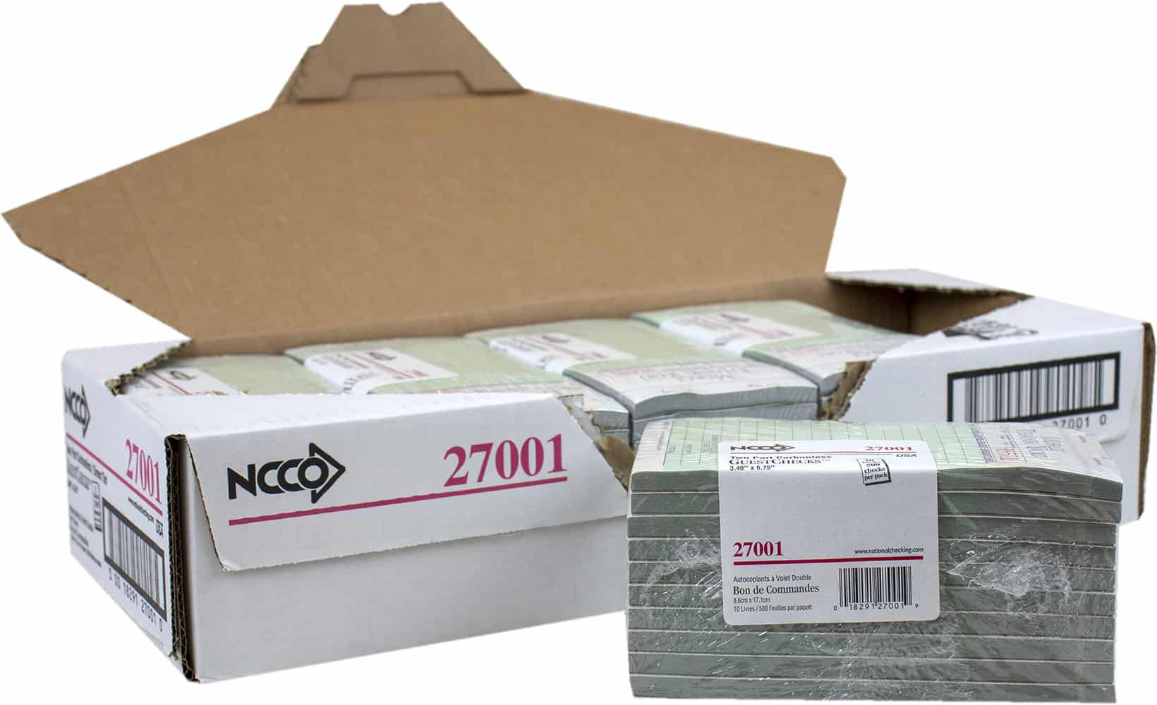 NCCO International - 3.5" x 6.75" Medium Two-Part Carbonless Guest Check , 500/Pk - 27001