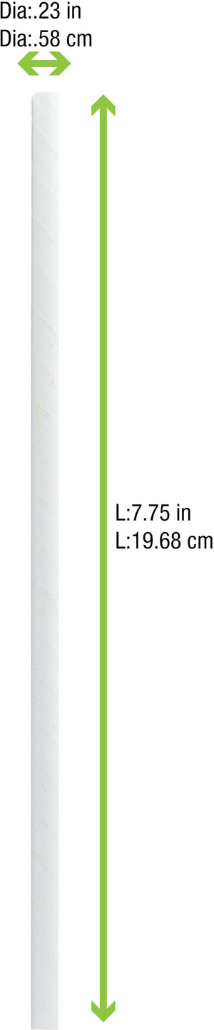 Packnwood - 7.75" White Wrapped Paper Straw, 3000/Cs - 210CHP19WHW