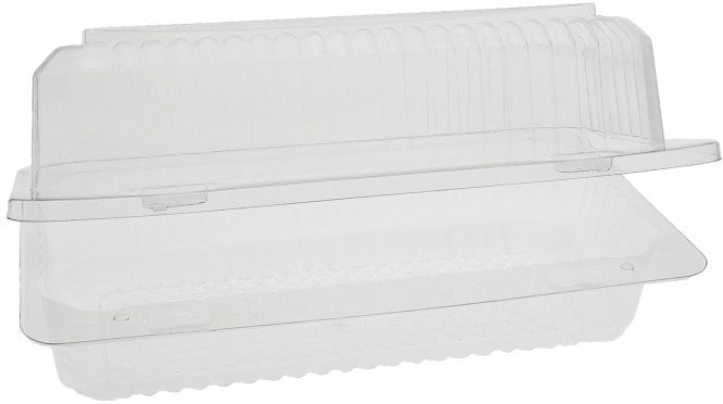 Pactiv Evergreen - Plastic Rectangular Hinged Container 8.625" x 4.625" x 3.5" With Button Snap Lid, 370/Cs - YTV0246NP