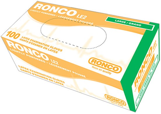 RONCO - Medium Tan Latex Powder-Free Gloves, 100/bx - 1833