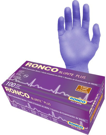 RONCO - Small Dark Blue Nitrile Powder-Free Blurite Plus Gloves, 100/bx - 966