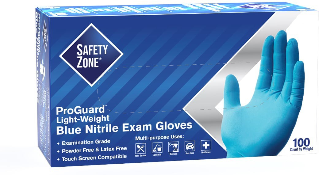 Ralston CanSafe - Medium Blue Powder-Free Safety Zone 3 mil Nitrile Glove, 100/Bx - TSZGNPRMD1A