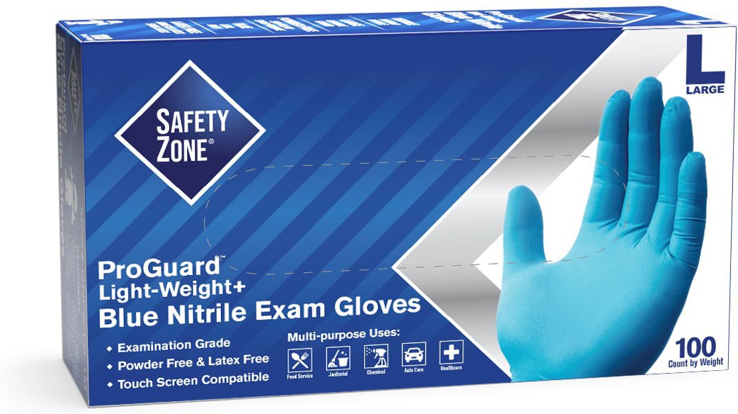 Ralston CanSafe - Medium Powder-Free Blue Safety Zone Nitrile Glove, 100/Box - GNPR-MD-1E