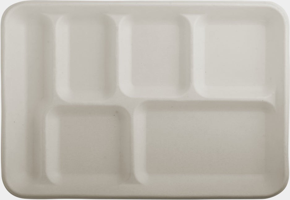 RiteEarth - 6 Compartment Bagasse Lunch Tray, 400/cs - T106