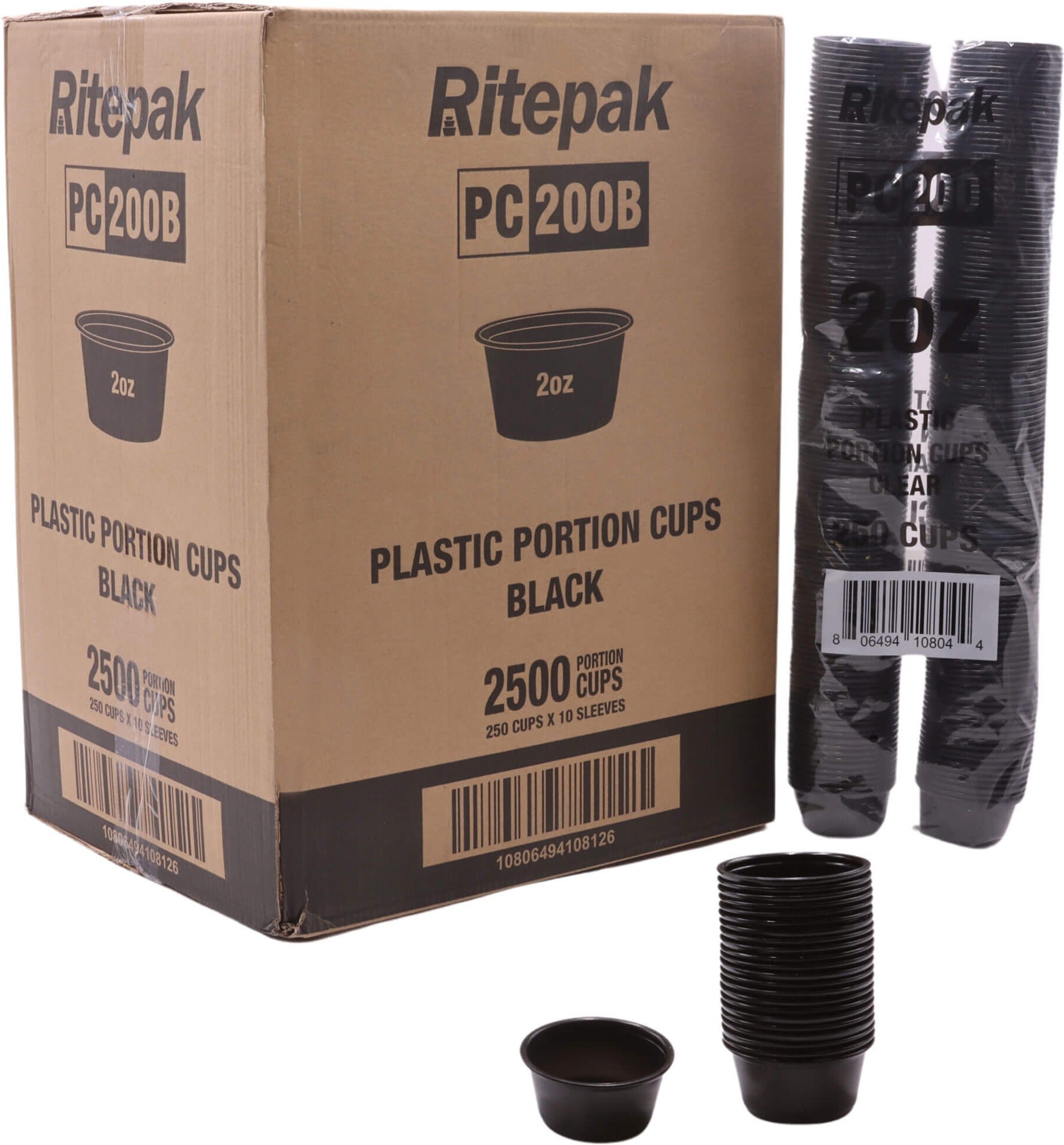 RitePak - 2 Oz Black Plastic Portion Cups, 2500/Cs - PC200B