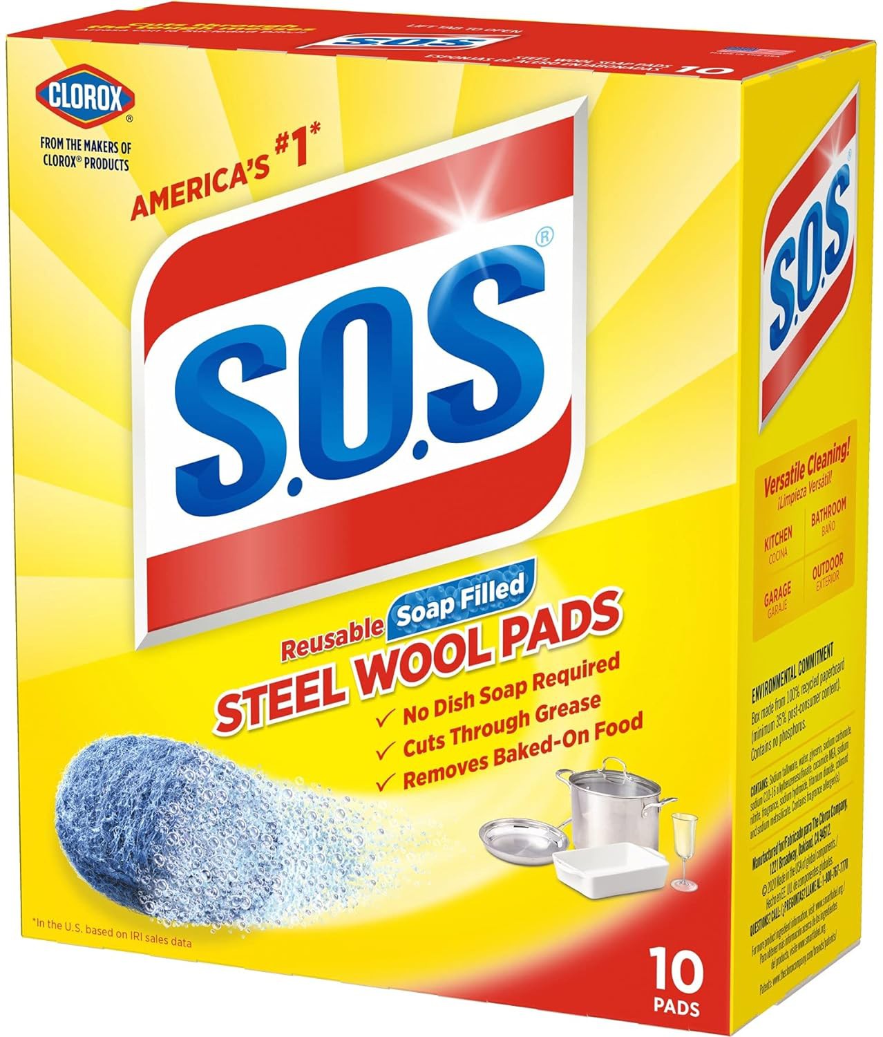 S.O.S - Soap Filled Steel Wool Cleaning Pads - HP02950
