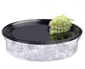Sabert - 12" Onyx Black Round Plastic Platter, 36/Pc - 9912