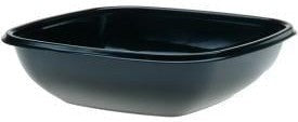 Sabert - 32 Oz Black Large Square Bowl with Clear Dome Lid, 75/Cs - 99032B75